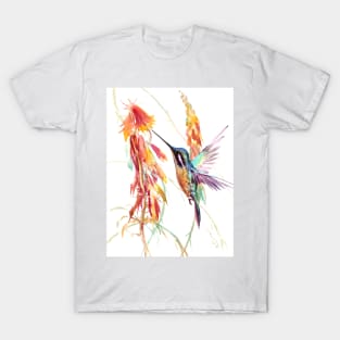 Hummingbird and Succulent Flowers T-Shirt